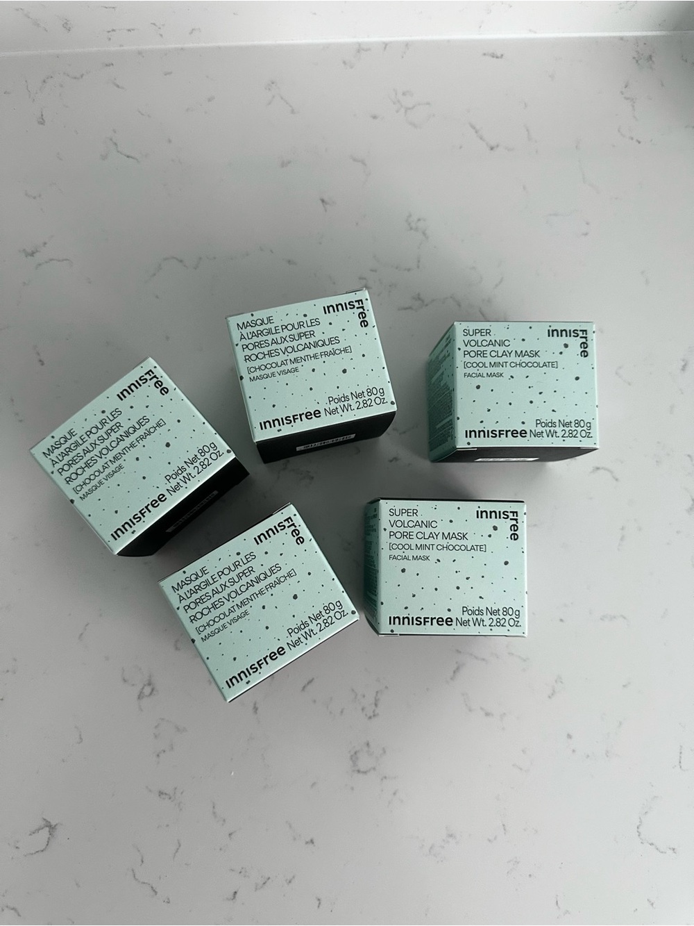 INNISFREE NWT Super Volcanic Pore Detoxing Clay Mask Mint Chocolate Set of 5